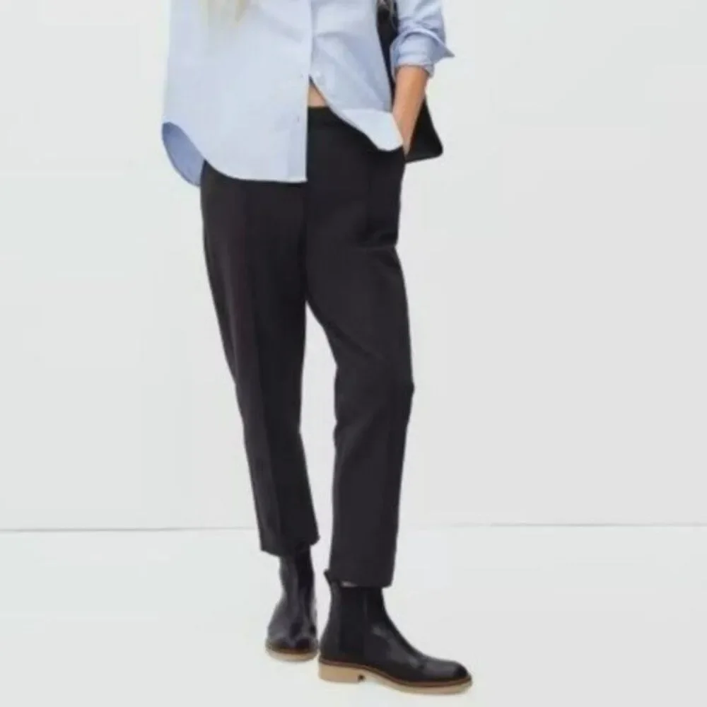 Everlane The Dream High Rise Pintuck Knit Pull On Work Office Pant Black S